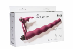 МС 1202-02lola Вибронасадка для двойного проникновения Pure Passion Jungle Bunny Wine red 		