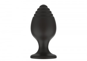 МС 3303-02 Силиконовая анальная пробка черная M (7.2*3.5cm) 