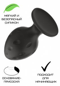 МС 3304-02 Силиконовая анальная пробка черная M (7.2*3.5cm) 