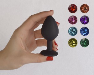 Плуг анальный черный со стразом, d 34мм 8052-1										