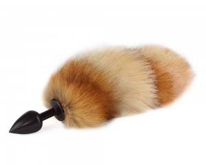 Анальная пробка черная с хвостом (лиса) мини Sb-9020		